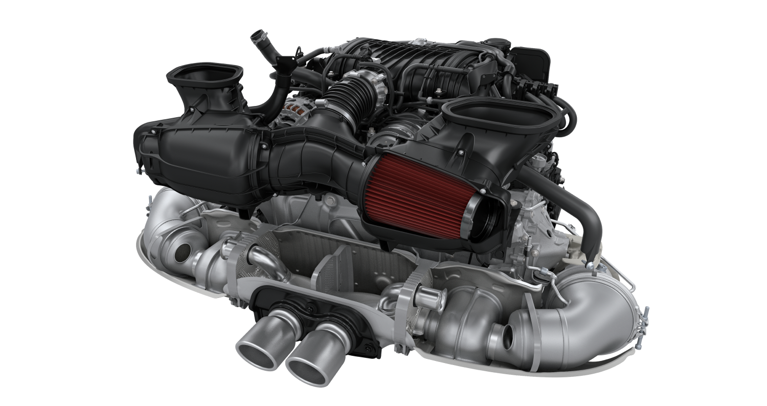 The 4.0-litre naturally aspirated flat-six engine bay