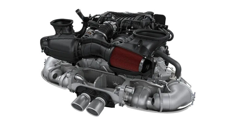 Grafik des 4,0-Liter-Hochdrehzahl-Saugmotors im Porsche 911 GT3.