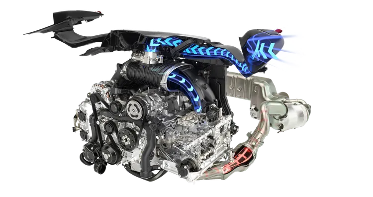 Graphic of the engine in the Porsche 718 Spyder RS.