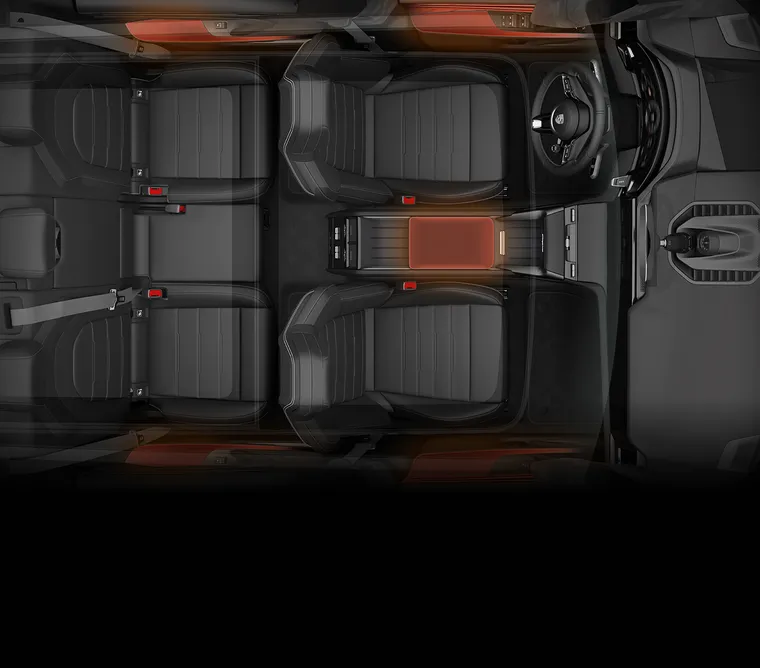Technische Grafik der Flächenheizung im Porsche Cayenne Turbo.