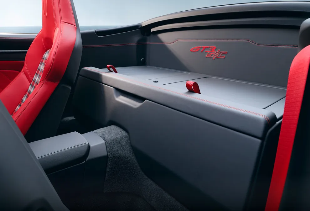 Detailed view of the rear pouch in the Porsche 911 GT3 S/C with Street Style package.