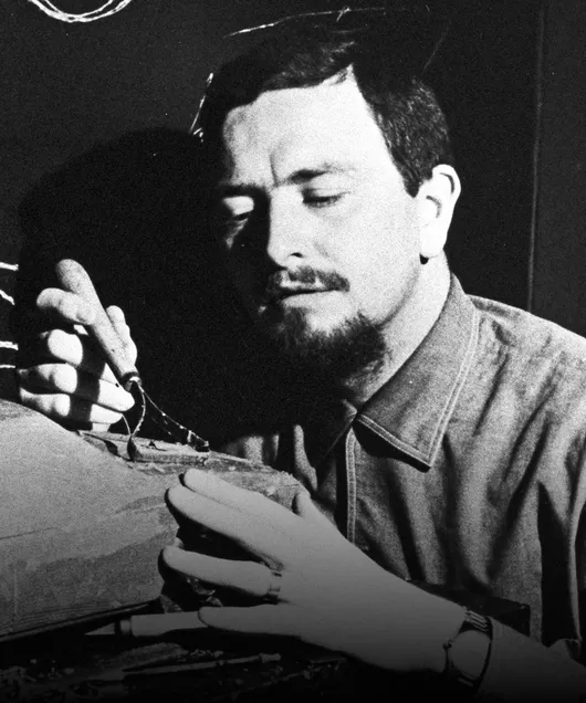 Historical photo of F. A. Porsche in the design studio.