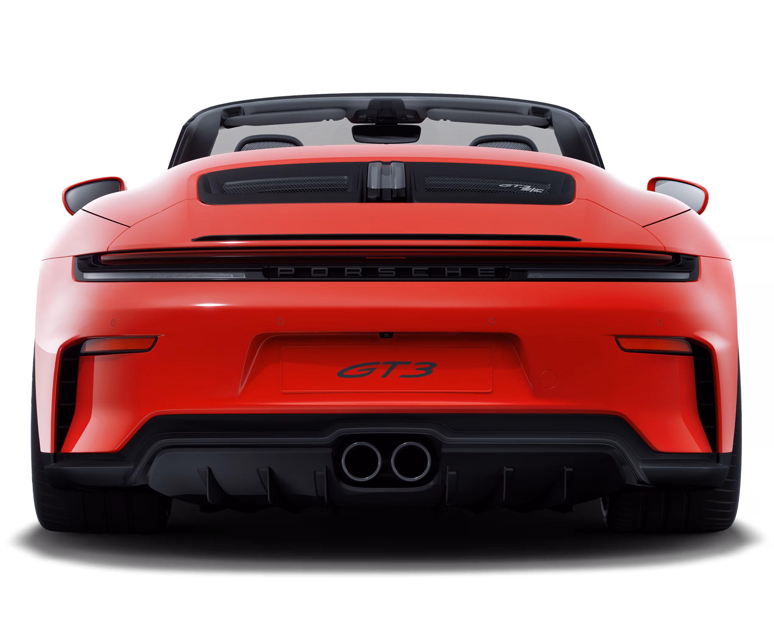 Heckansicht eines Porsche 911 GT3 S/C in Indischrot.