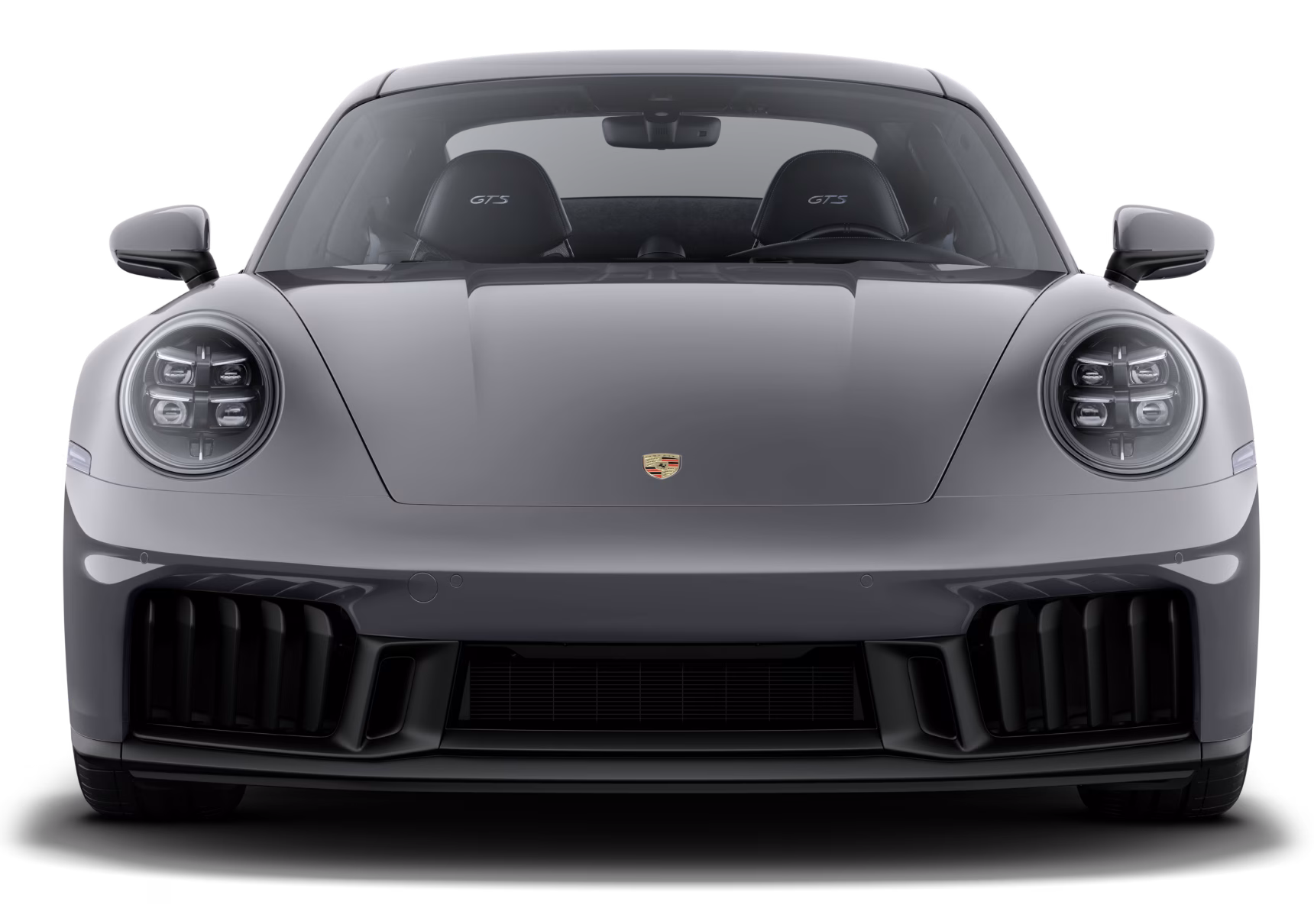 Porsche 911 Carrera GTS in Slate Grey Neo. Front view.