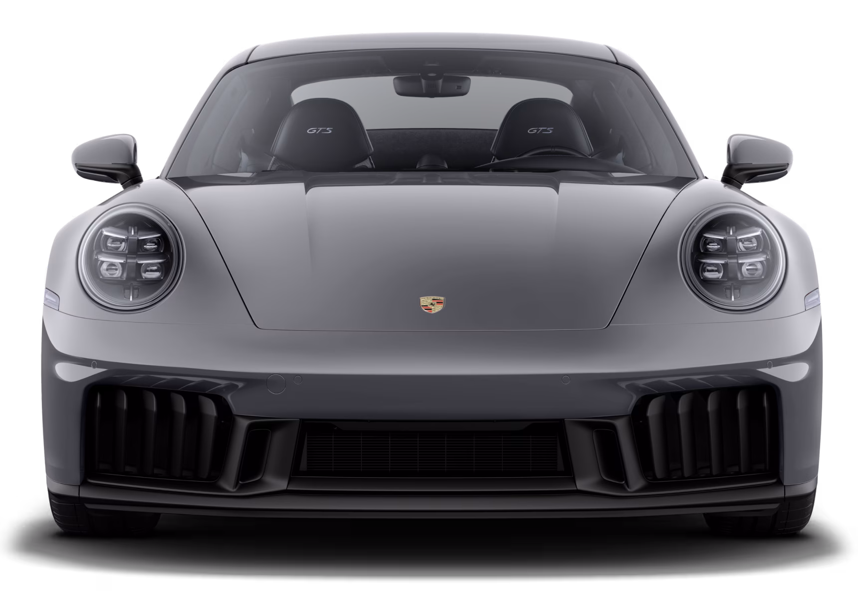 Porsche 911 Carrera GTS in Slate Grey Neo. Front view.