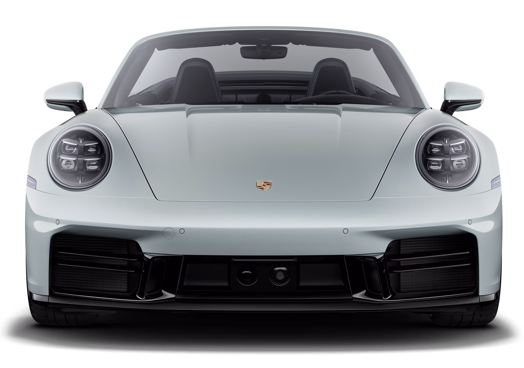 Front view of the Porsche 911 Carrera 4S Cabriolet in Shade Green Metallic.