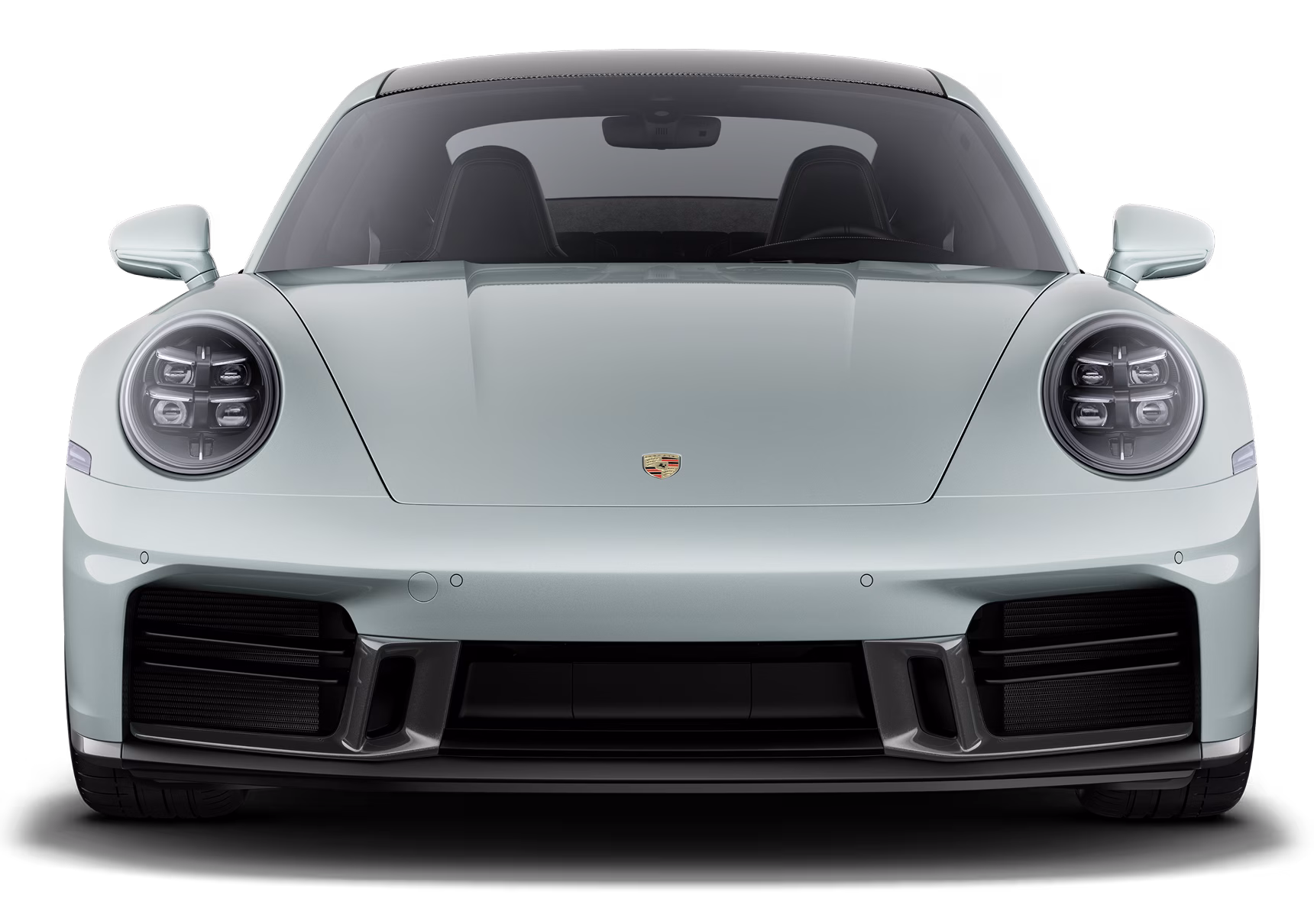 Front view of the Porsche 911 Carrera 4S in Shade Green Metallic.