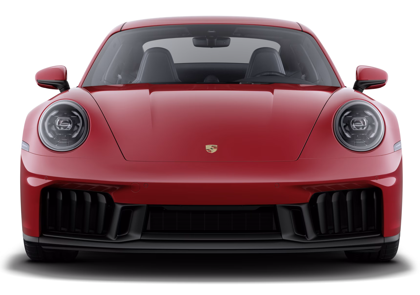 Porsche 911 Carrera 4 GTS in Carmine Red. Front view.