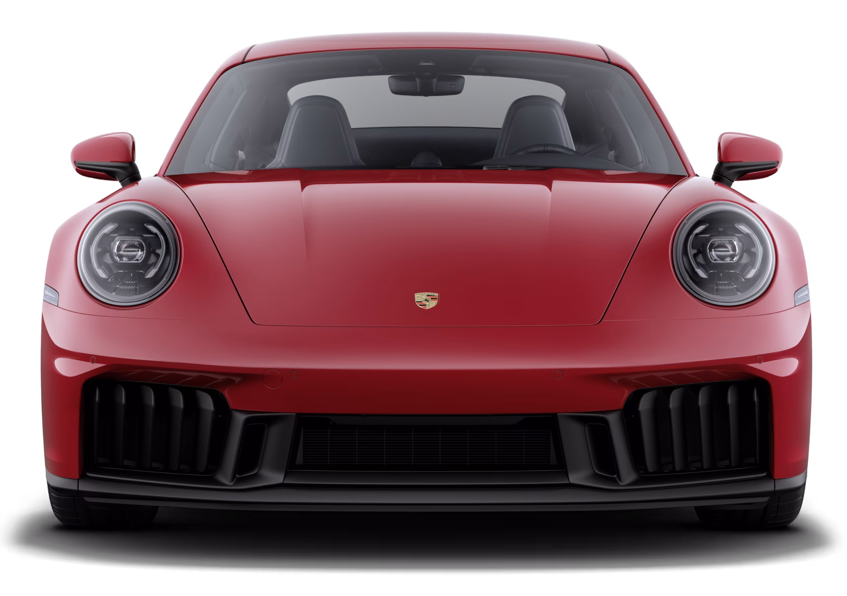 Porsche 911 Carrera 4 GTS in Carmine Red. Front view.