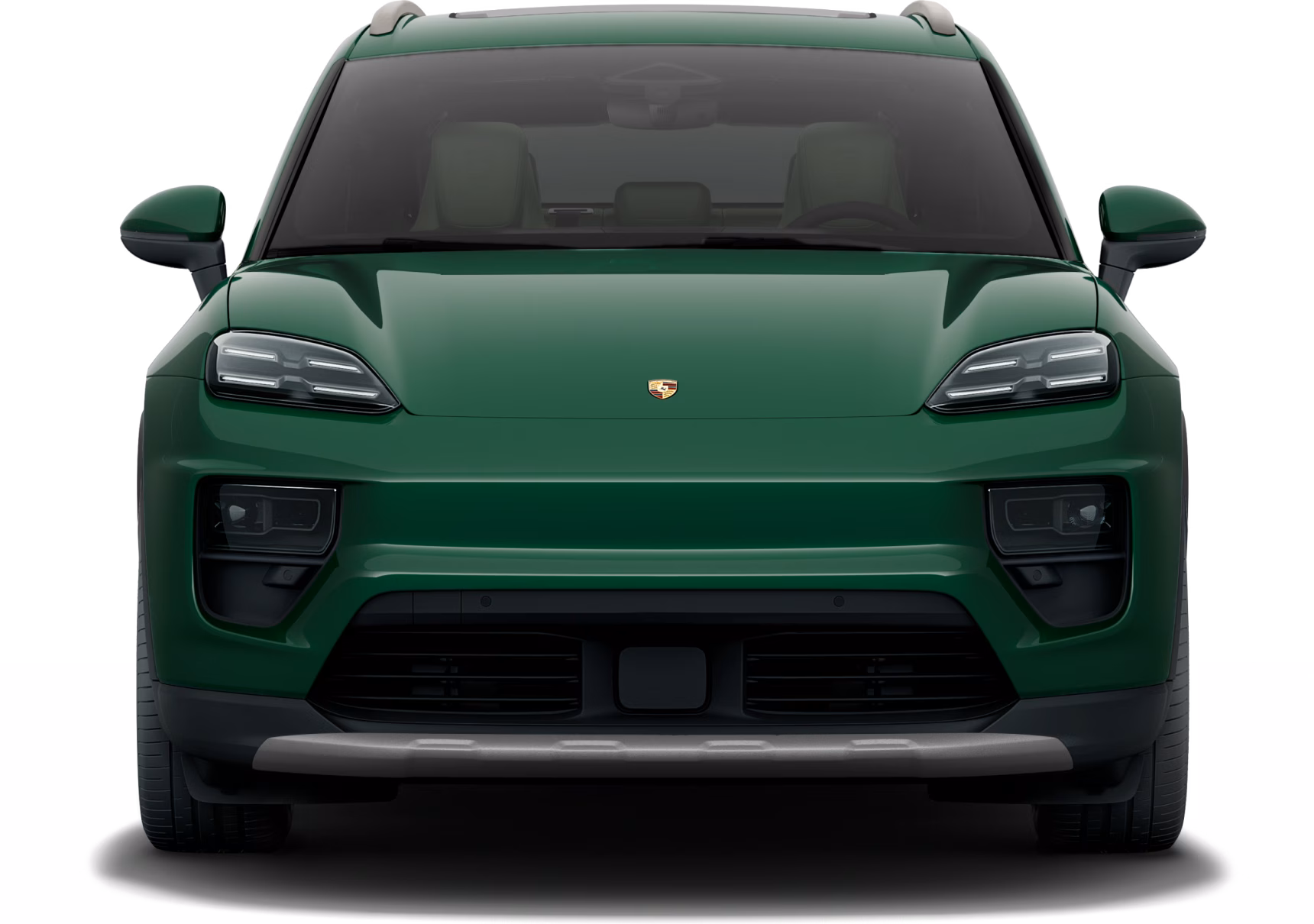 Porsche Macan 4S in Oak Green Metallic Neo. Front view.