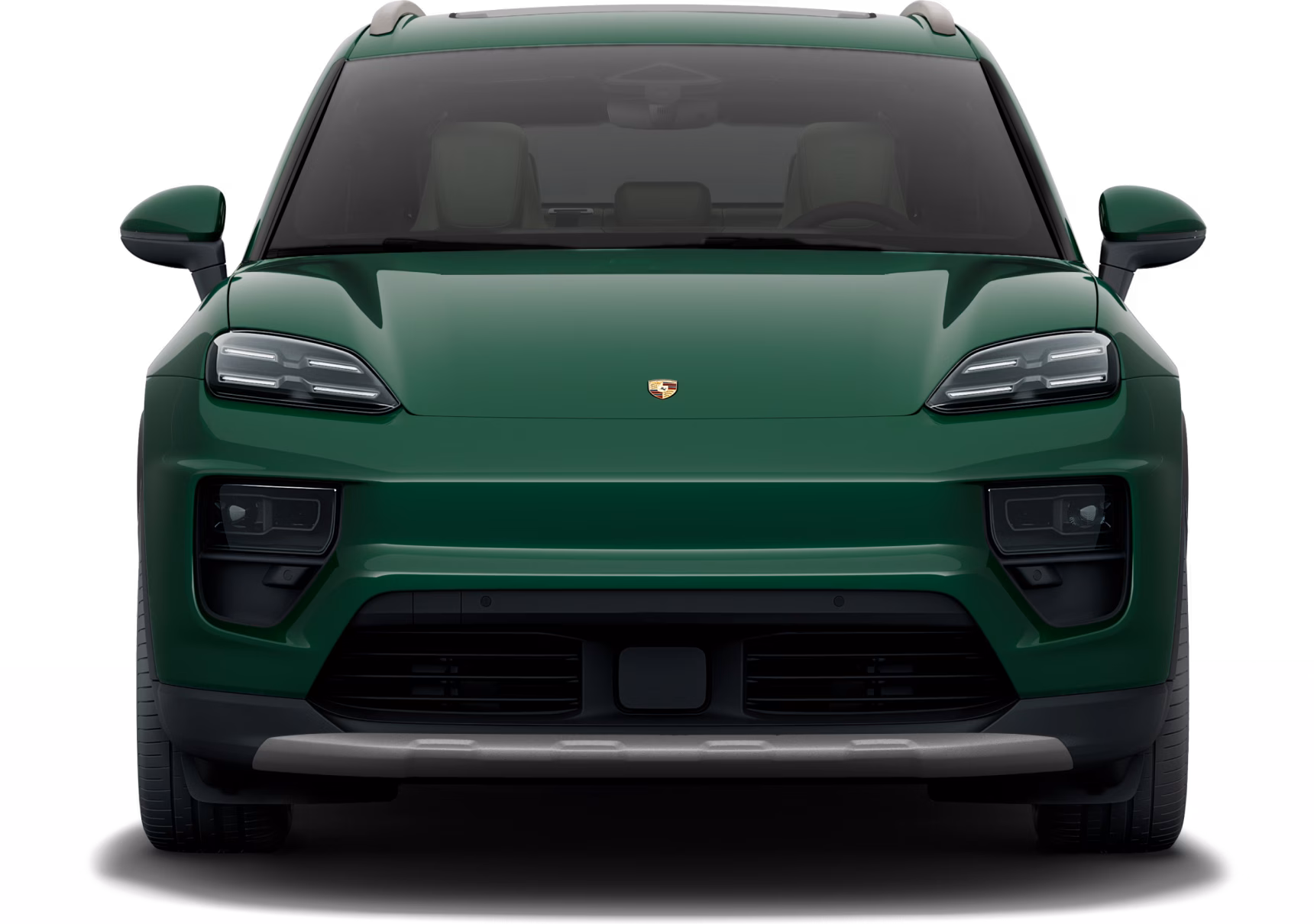 Porsche Macan 4S in Oak Green Metallic Neo. Front view.