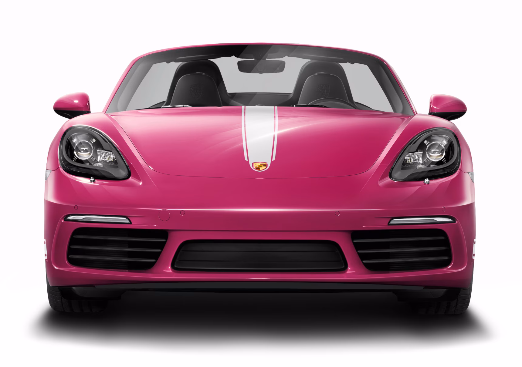 Front view of the Porsche 718 Boxster Style Edition in Ruby Star Neo with White Contrast Package.