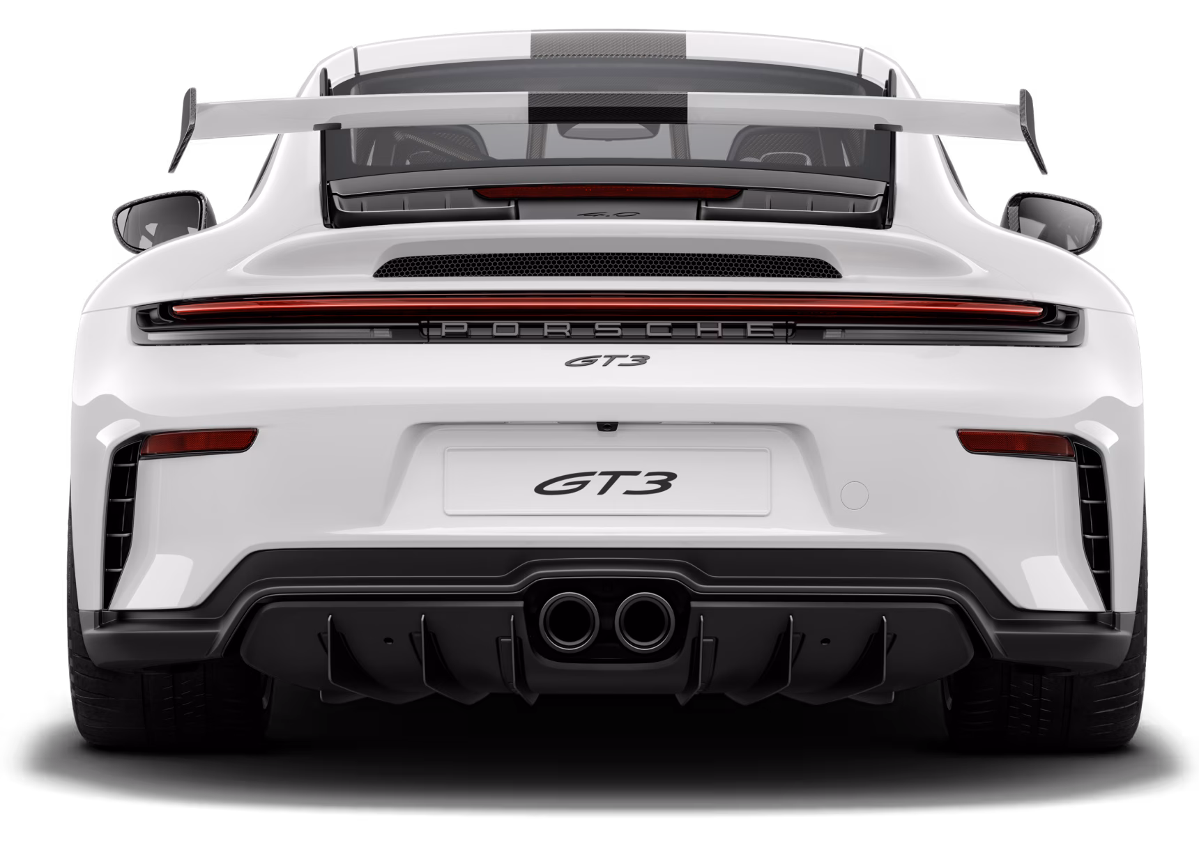 Porsche 911 GT3 in Weiß. Heckansicht.