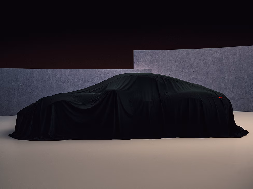 Teaser for a new vehicle from Porsche.