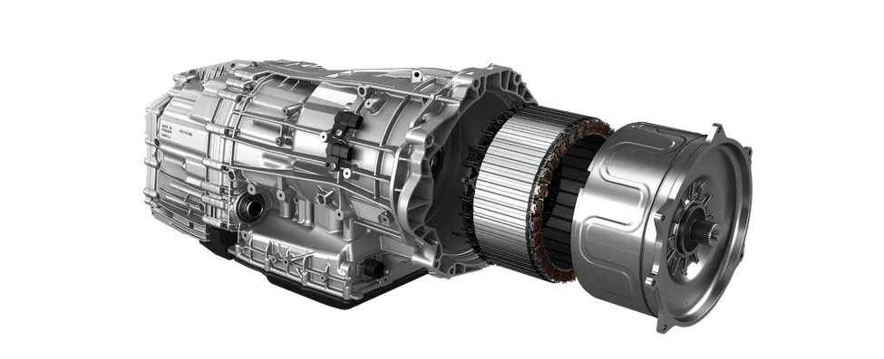 Grafica tecnica del motore elettrico della Porsche Panamera Turbo E-Hybrid.