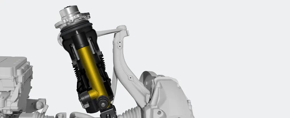 Graphic of the air suspension on the Porsche Taycan.