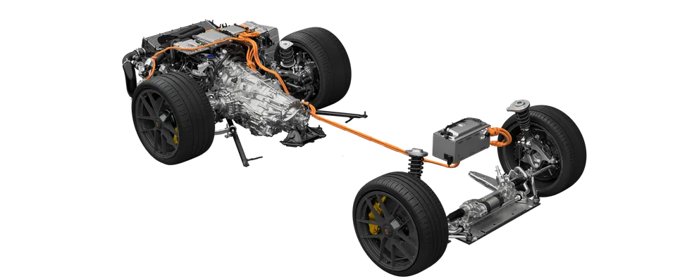 Gráfico técnico del chasis del Porsche 911 Carrera GTS.