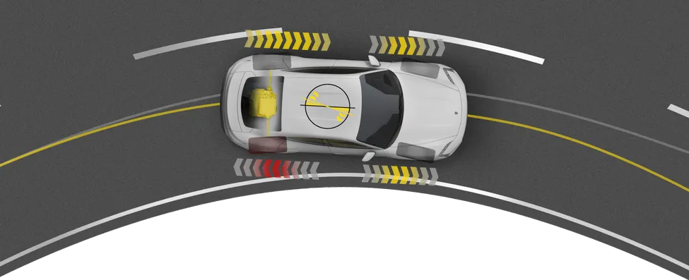 Grafische Darstellung des Systems Porsche Torque Vectoring Plus (PTV Plus) beim Porsche Taycan Turbo GT.