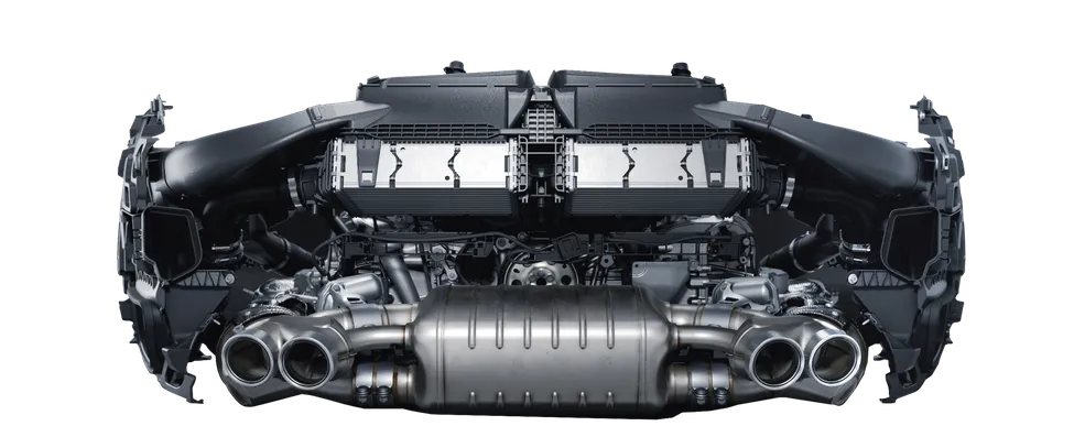 Grafik av den 3-liters 6-cylindriga boxermotorn i Porsche 911 Carrera.