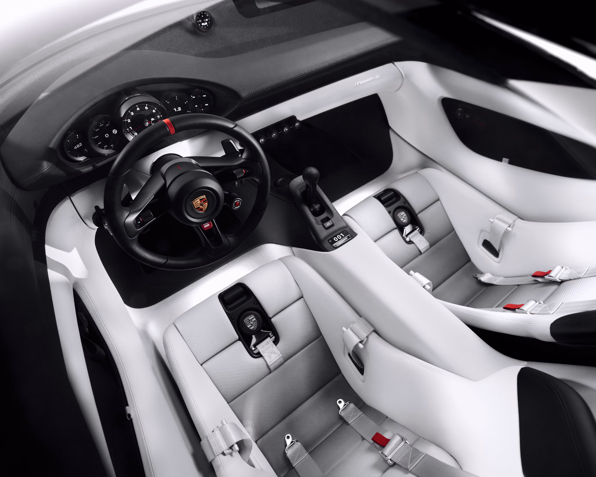 A view inside the cockpit of the Porsche Mission S.