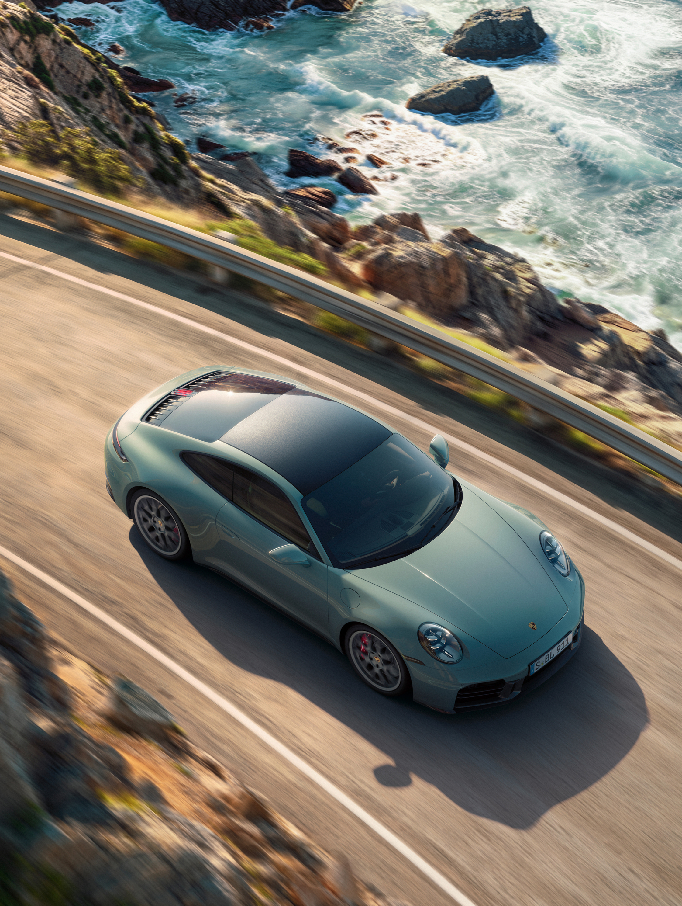 Vue de dessus Porsche 911 (992.2) Carrera 4S Cabriolet