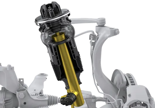 Grafik der Luftfederung inkl. PASM beim Porsche Macan.