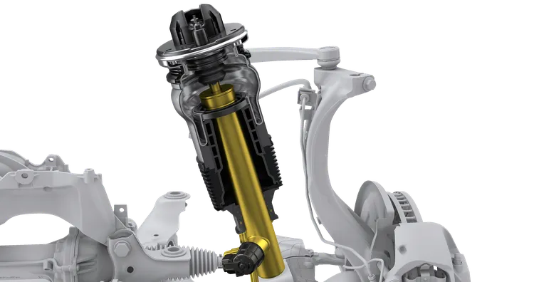 Graphic of the air suspension incl. PASM on the Porsche Macan.