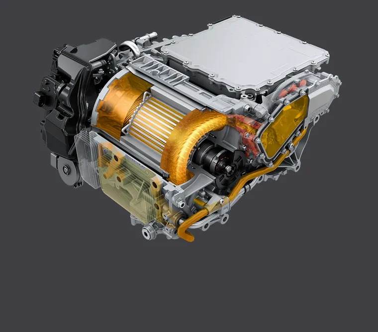 Technical graphic of the engine of the Porsche Cayenne Turbo.