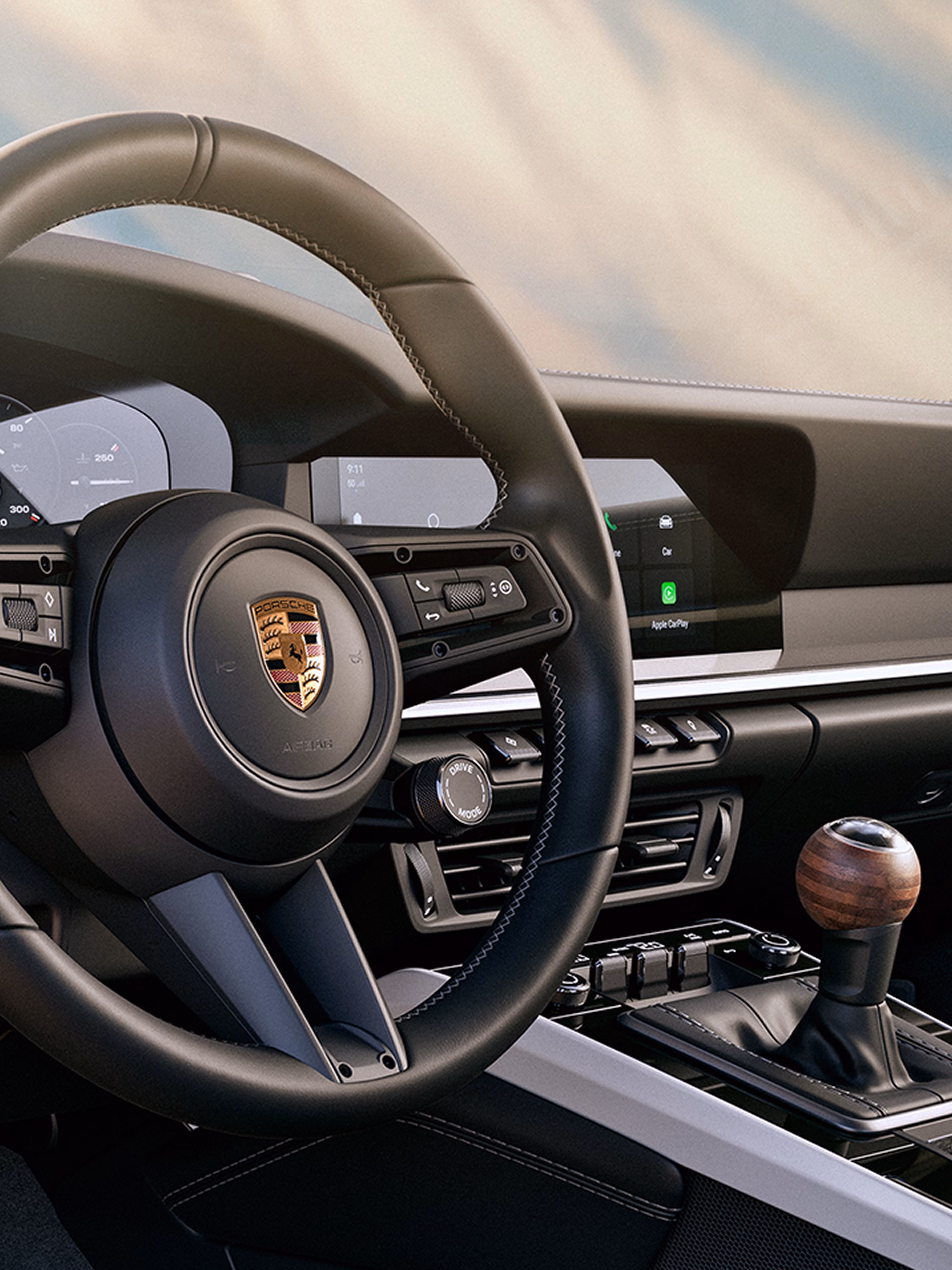 Porsche 911 Carrera S Cabriolet with MT-Package. View into the cockpit.