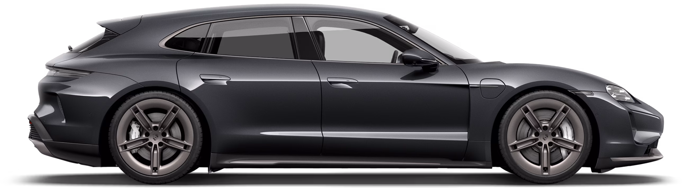Perfil/vista lateral do Porsche Taycan Turbo Sport Turismo.