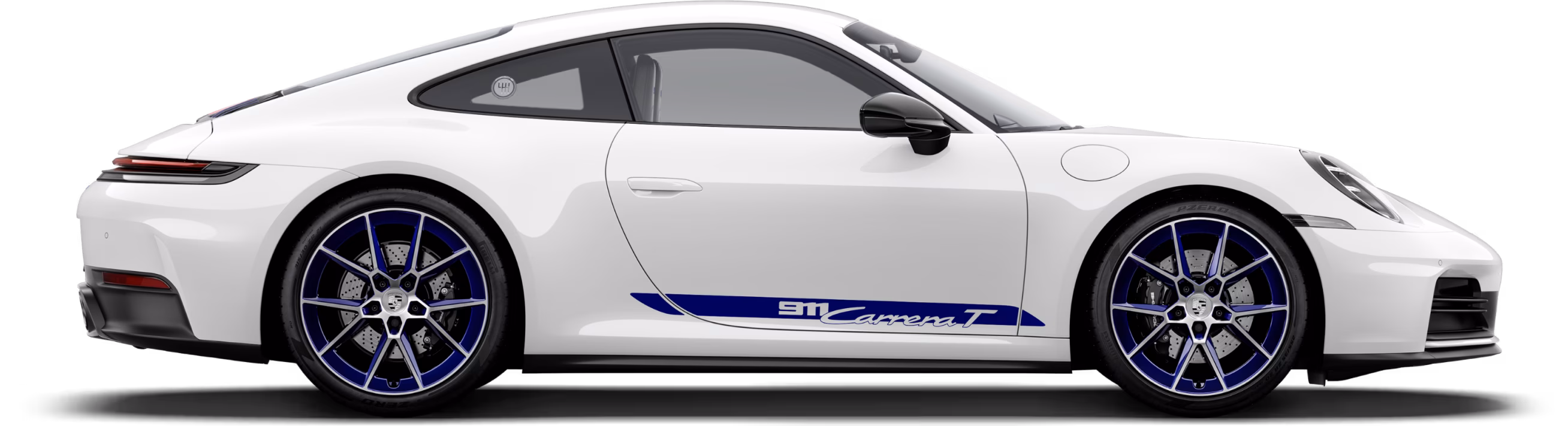 Porsche 911 Carrera T in White, profile / side view.