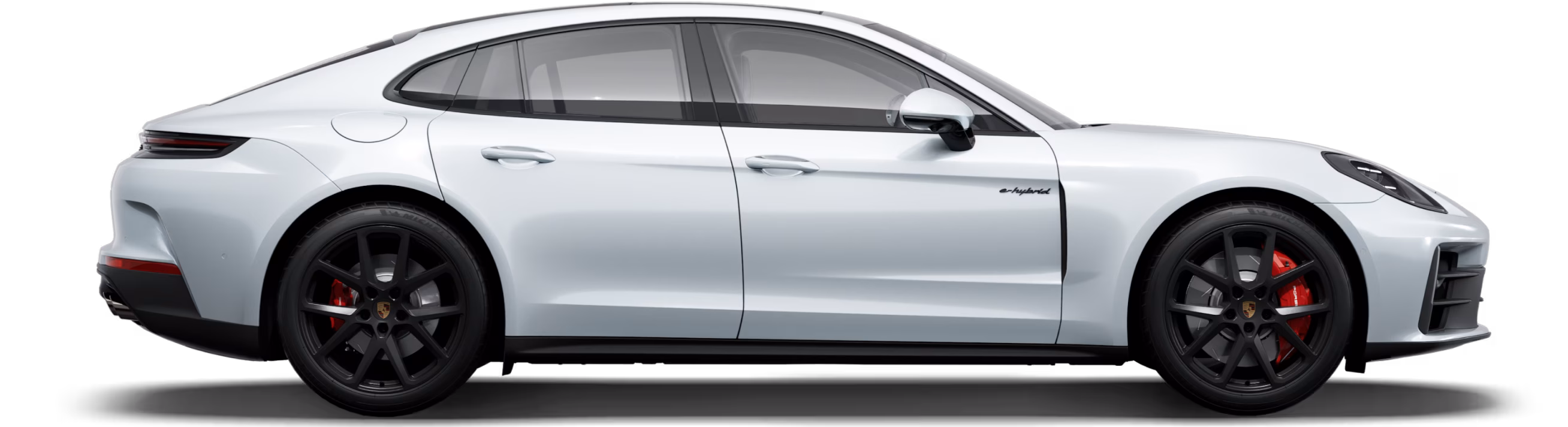 Porsche Panamera 4S E-Hybrid in Carrara White Metallic  Side view/profile.