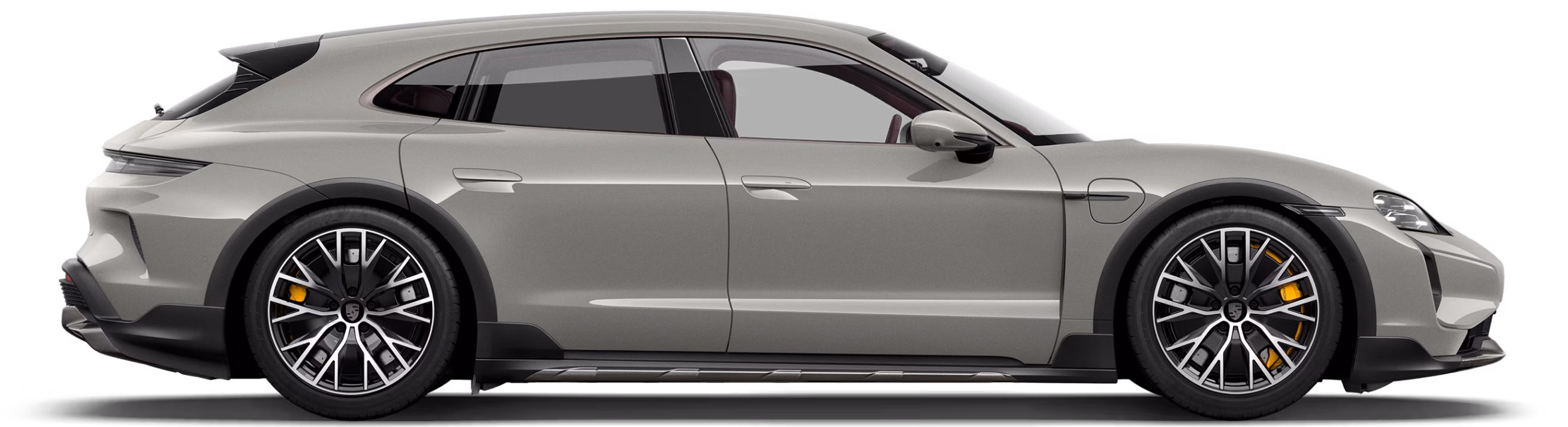 Porsche Taycan Turbo S Cross Turismo in profile / side view.