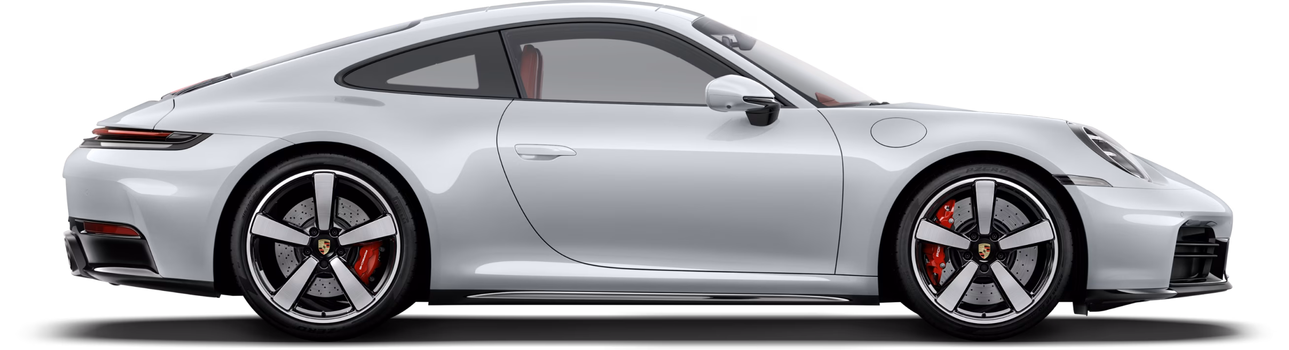 Porsche 911 Carrera S in Ice Grey Metallic in profile/side view.