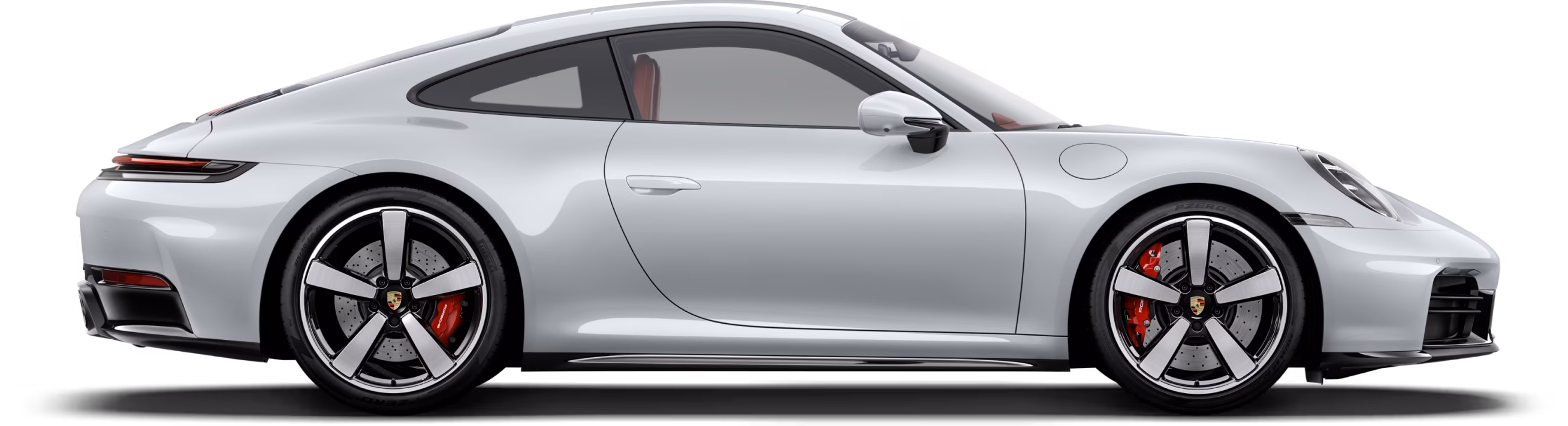 Porsche 911 Carrera S in Ice Grey Metallic in profile/side view.