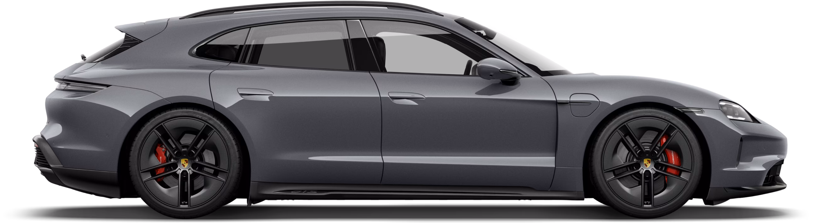 Porsche Taycan GTS Sport Turismo in Schiefergrau neo in Seitenansicht / im Profil.