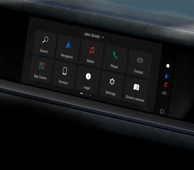 Porsche Cayenne Turbo GT interior: view of the infotainment system in the cockpit.
