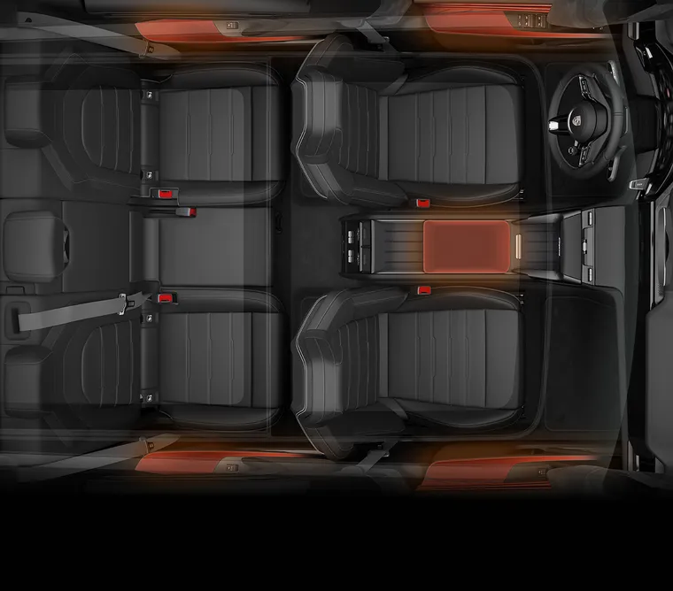 Technische Grafik der Flächenheizung im Porsche Cayenne Turbo.