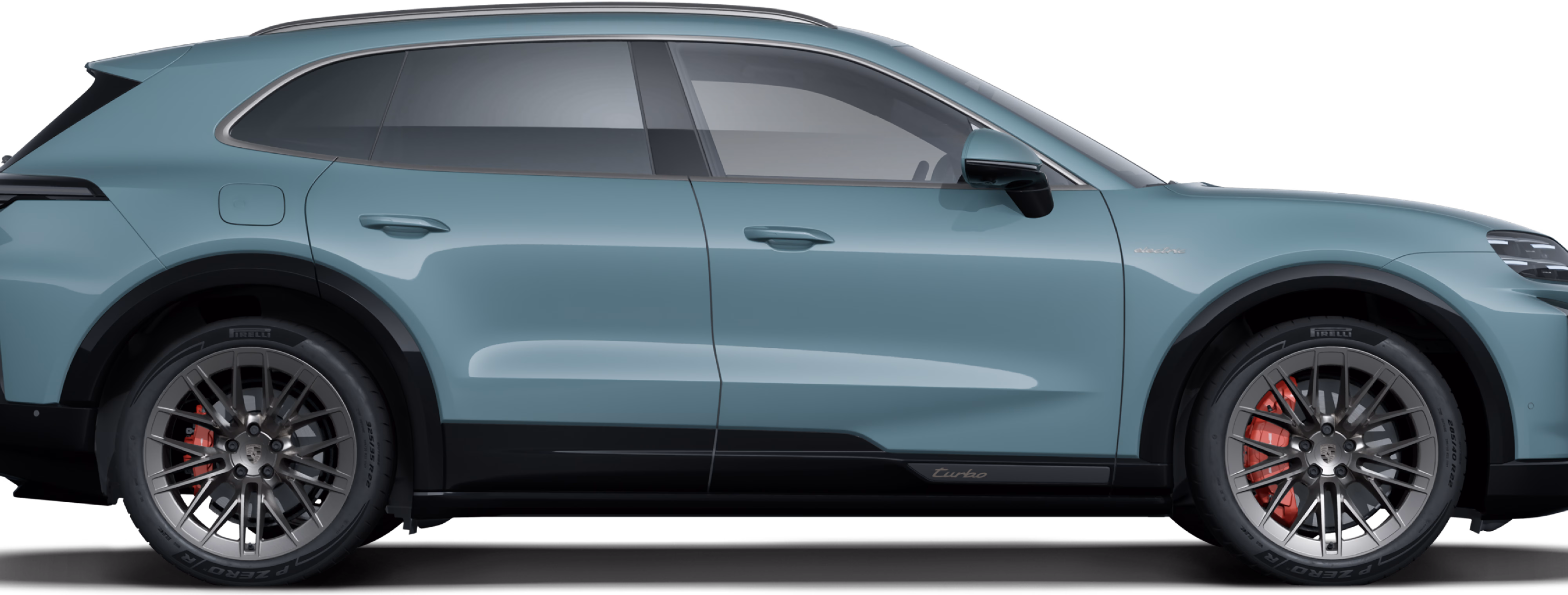 Seitenansicht des Porsche Cayenne Turbo in Mysticgrünmetallic.