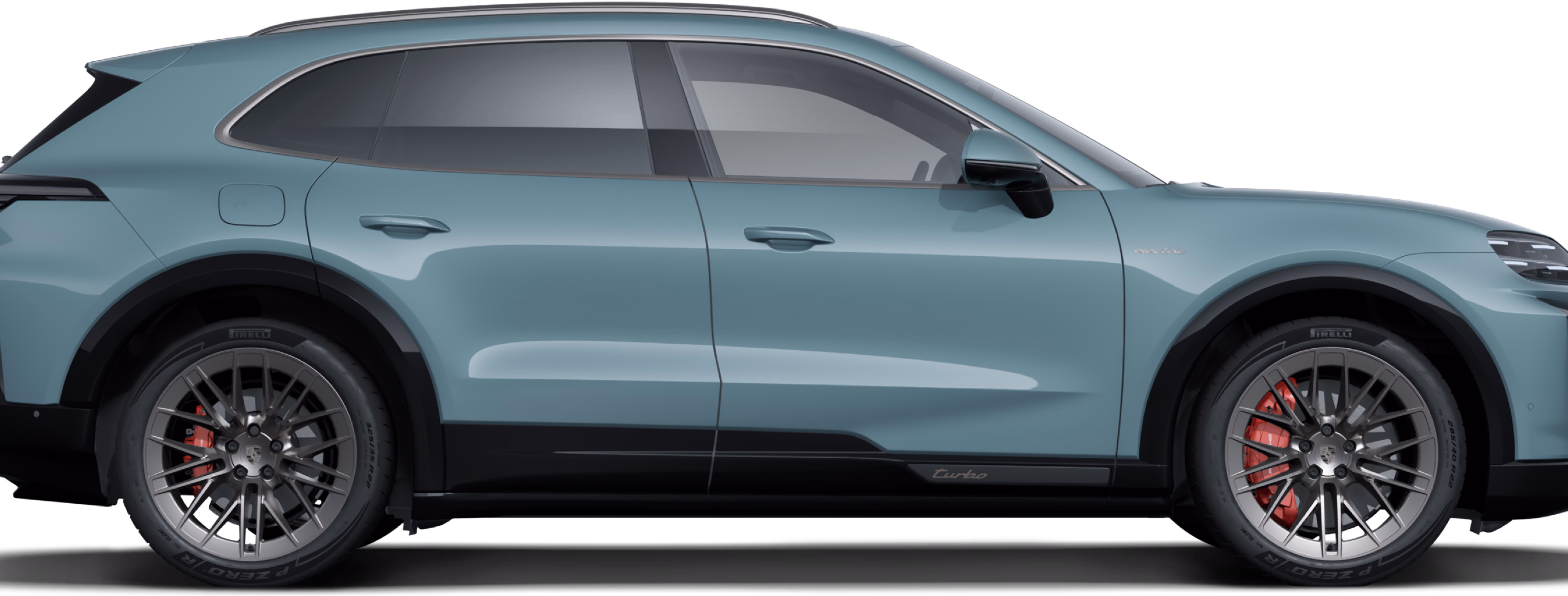 Seitenansicht des Porsche Cayenne Turbo in Mysticgrünmetallic.