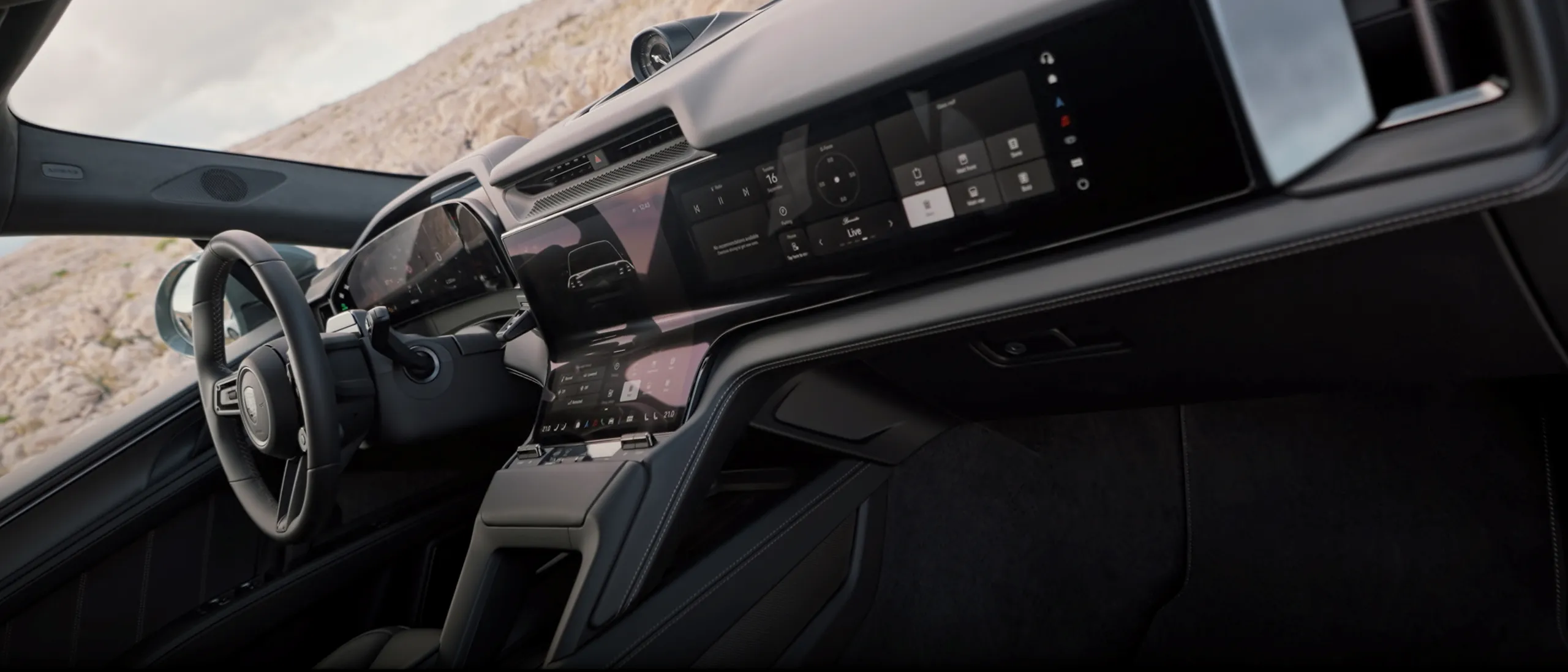 The interior of a Porsche Cayenne Turbo.