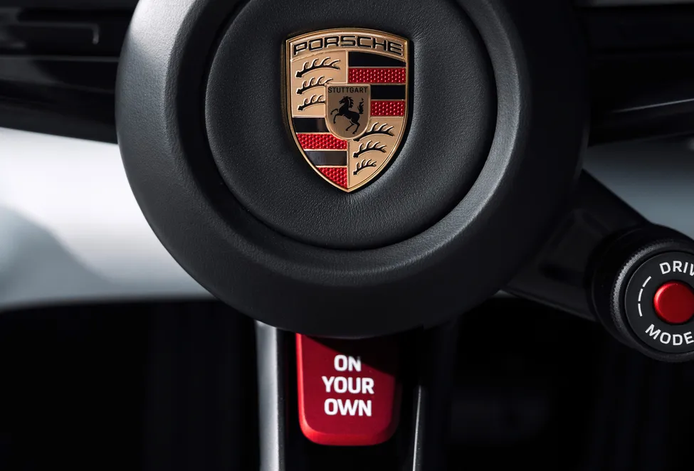 Controls on the steering wheel of the Porsche Mission S.