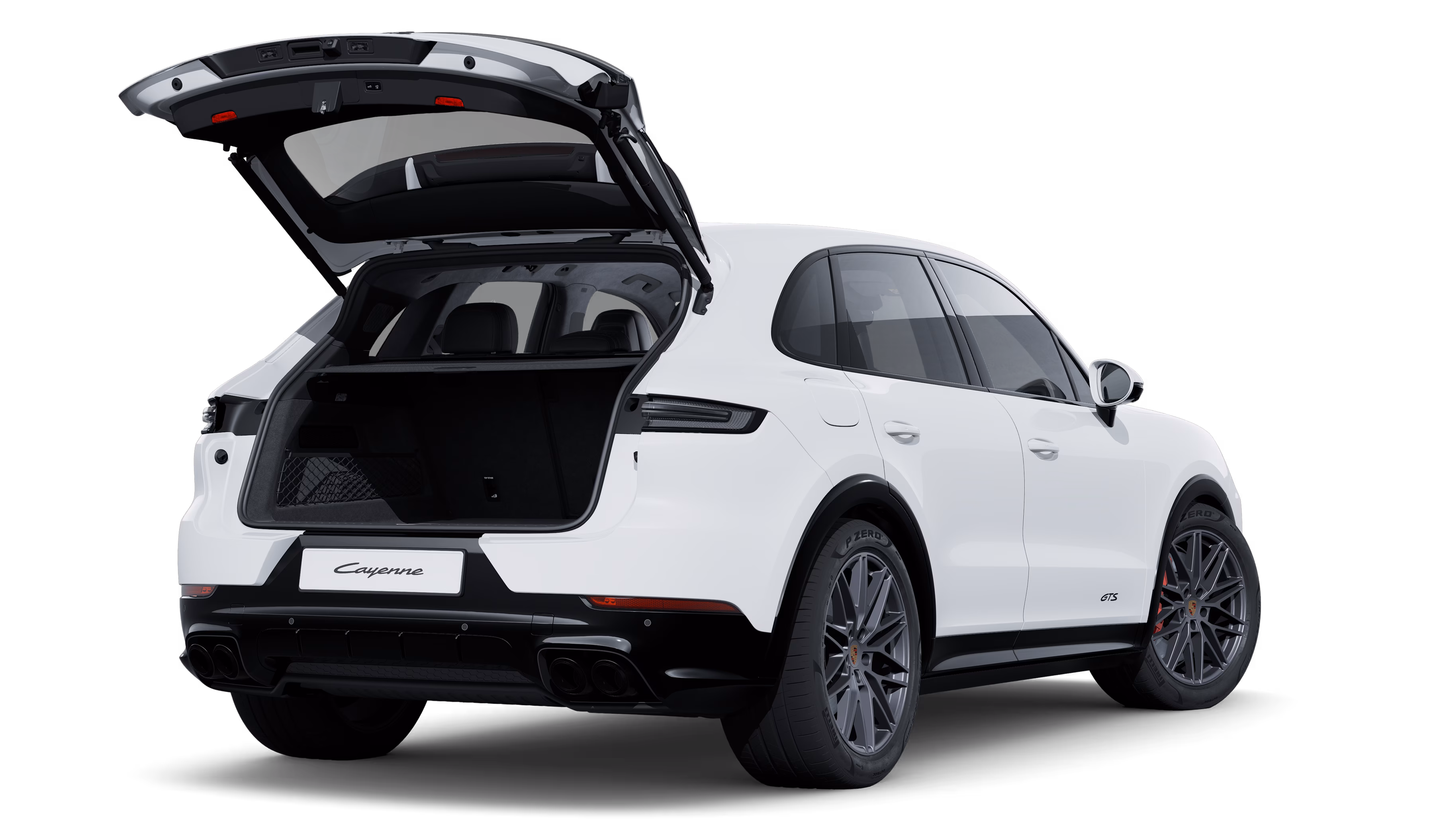 Weißer Porsche Cayenne GTS von hinten