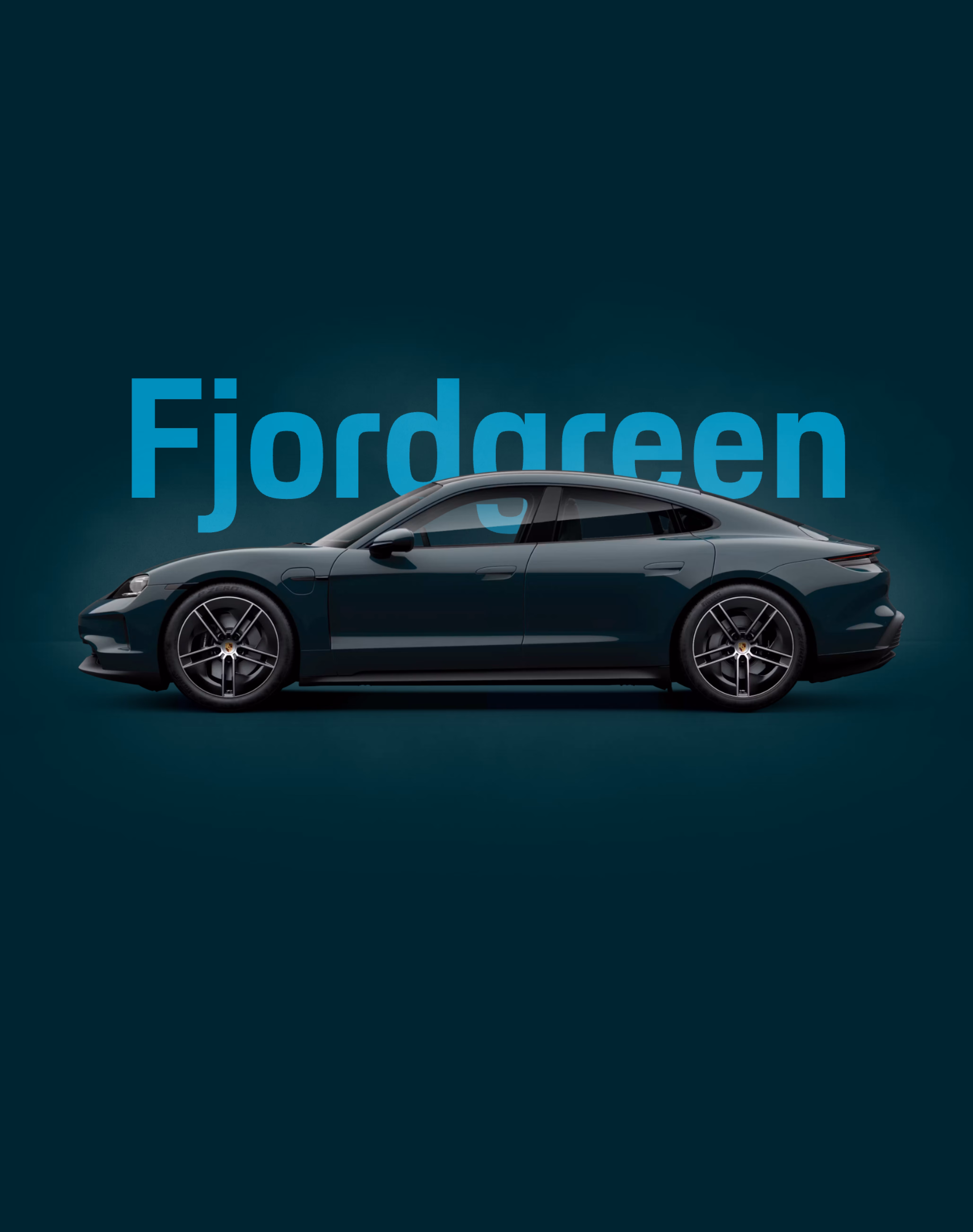 Porsche Taycan in Shade Green Metallic in profile.