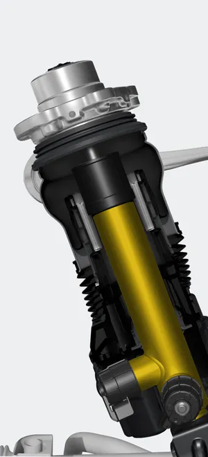 Graphic of the air suspension on the Porsche Taycan.