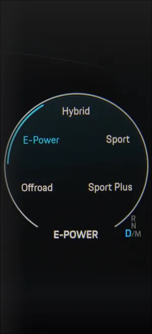 Vue détaillée de la sélection du mode de conduite dans le combiné d’instruments du Porsche Cayenne E-Hybrid.