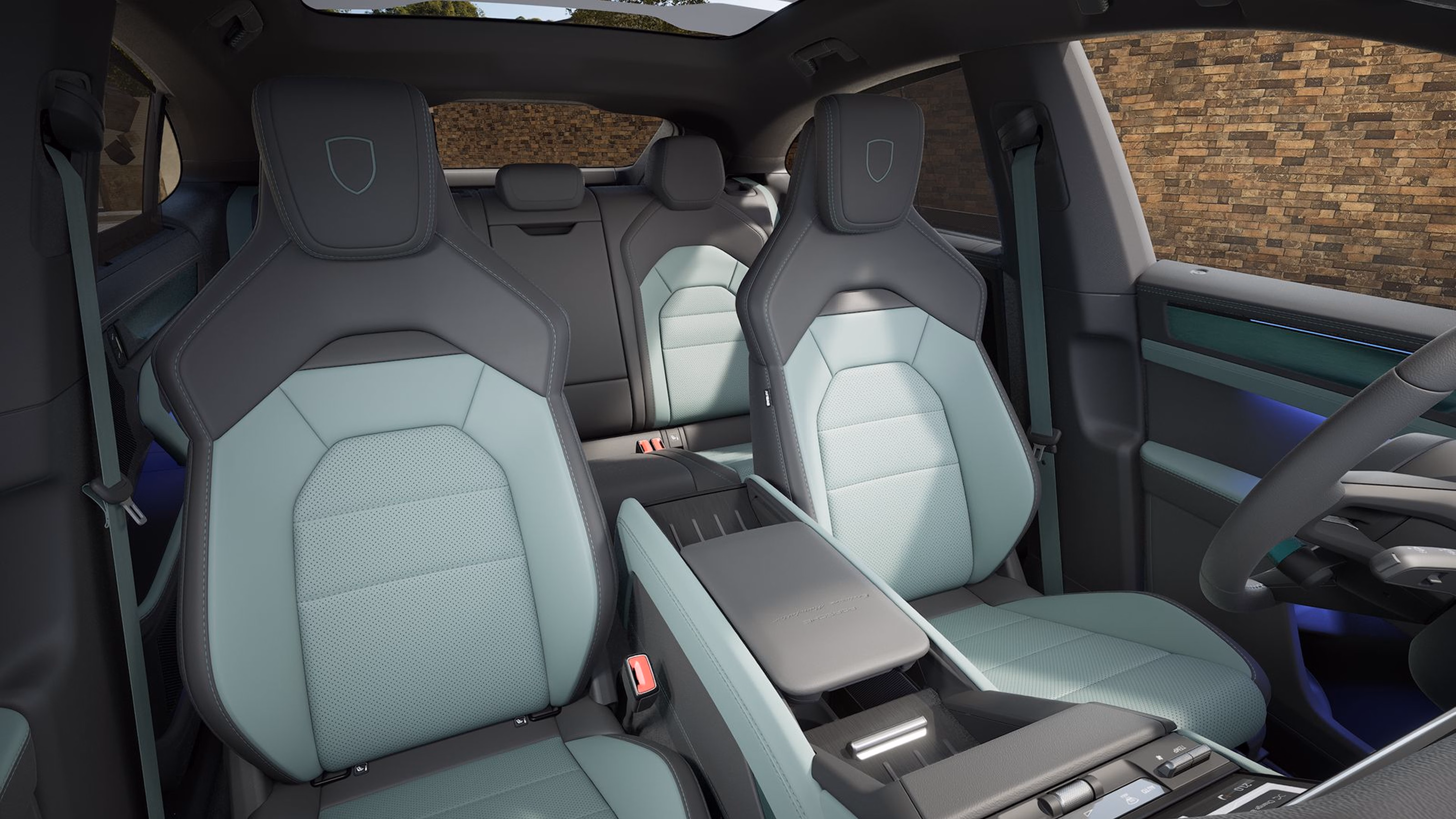 Interieur eines von der Porsche Exclusive Manufaktur vorkonfigurierten Porsche Cayenne S Coupé Electric.