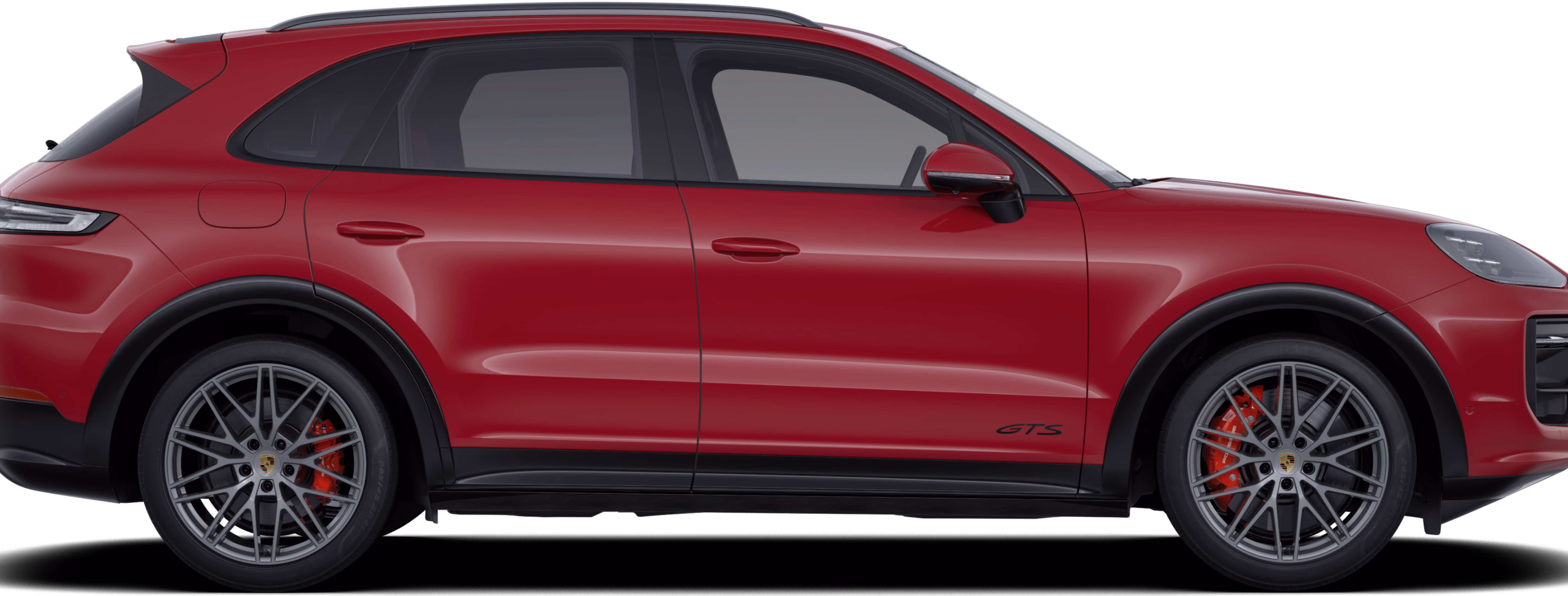 Porsche Cayenne GTS in Rosso Carminio in vista laterale/di profilo.