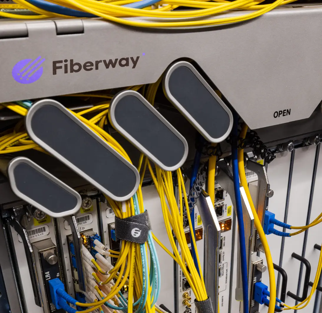 cisco router with a fiberway logo in the dc2scale paris-velizy par2 datacenter