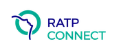 Logo of RATP Connect featuring a stylized face in profile within a circular design, with the text "RATP Connect" in blue and green.